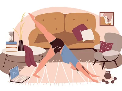 Dynamic Yoga Animation in a Cozy Living Room Setting animation art character color creativity design energy exercise fitness flow fun home lifestyle movement relaxation wellness yoga