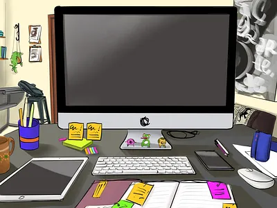 Desk illustration illustration illustration art