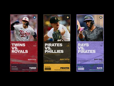 Reimagined Tickets Set 1 art direction baseball color grid grid layout mockup physical sports ticket ui visual design web design