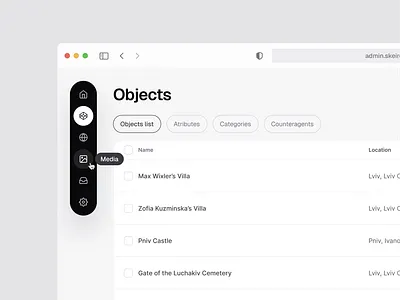 Minimal navigation app browser collapsed dark dashboard design icons interaction left aligned light minimal navigation popup product sidebar small ui ux web white