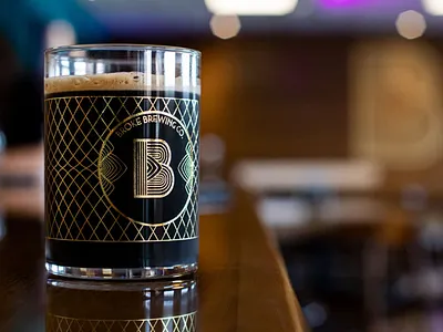 Glassware for Broke Brewing Co. branding glassware merch