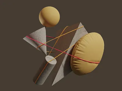 3D Design of Intersecting Geometry 📐🔗 3d 3d art 3d cone 3d cylinder 3d geometric shapes 3d modeling 3d render 3d sphere abstract 3d abstract art clean connected objects creative visuals cylinder geometric shapes modern modern art sphere yellow sphere