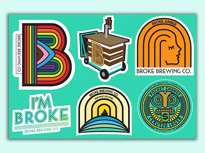 Sticker Sheet for Broke Brewing Co. graphic design illustration sticker vector