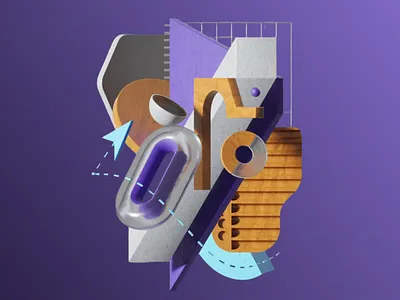 3D Layered Abstraction 🧊 3d 3d art 3d art work 3d composition 3d illustration 3d items 3d model 3d modelling 3d objects 3d render 3d visual abstract concrete design gradient background modern modern art purple wood