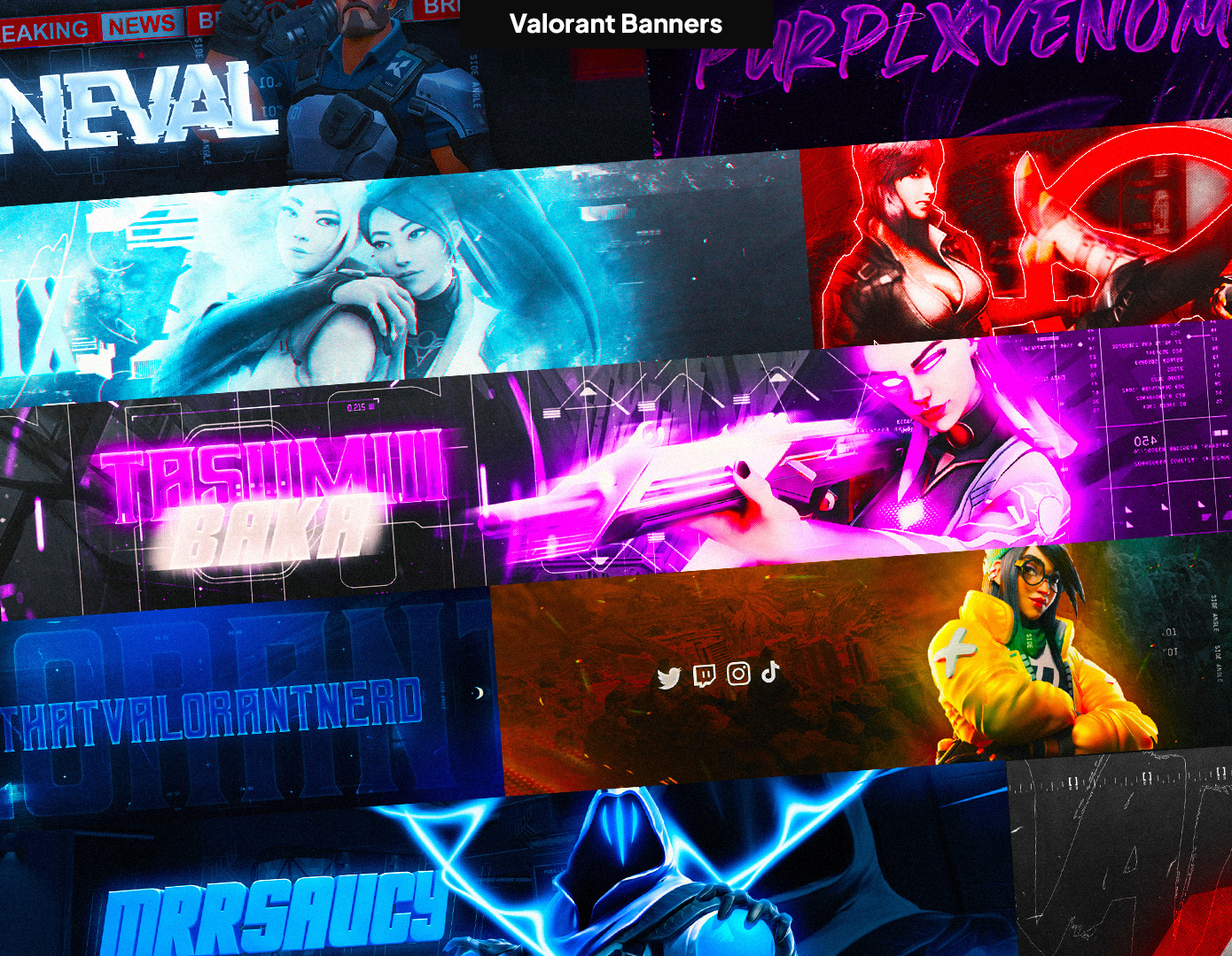 Valorant Banners/Headers by GstaikDesigns 2d valorant banner 3d banner 3d valorant banner banner banner and logo design gaming gaming banner gaming youtube banner gfx graphic design header logo pack twitch banner valorant valorant banner valorant design valorant gaming banner valorant youtube