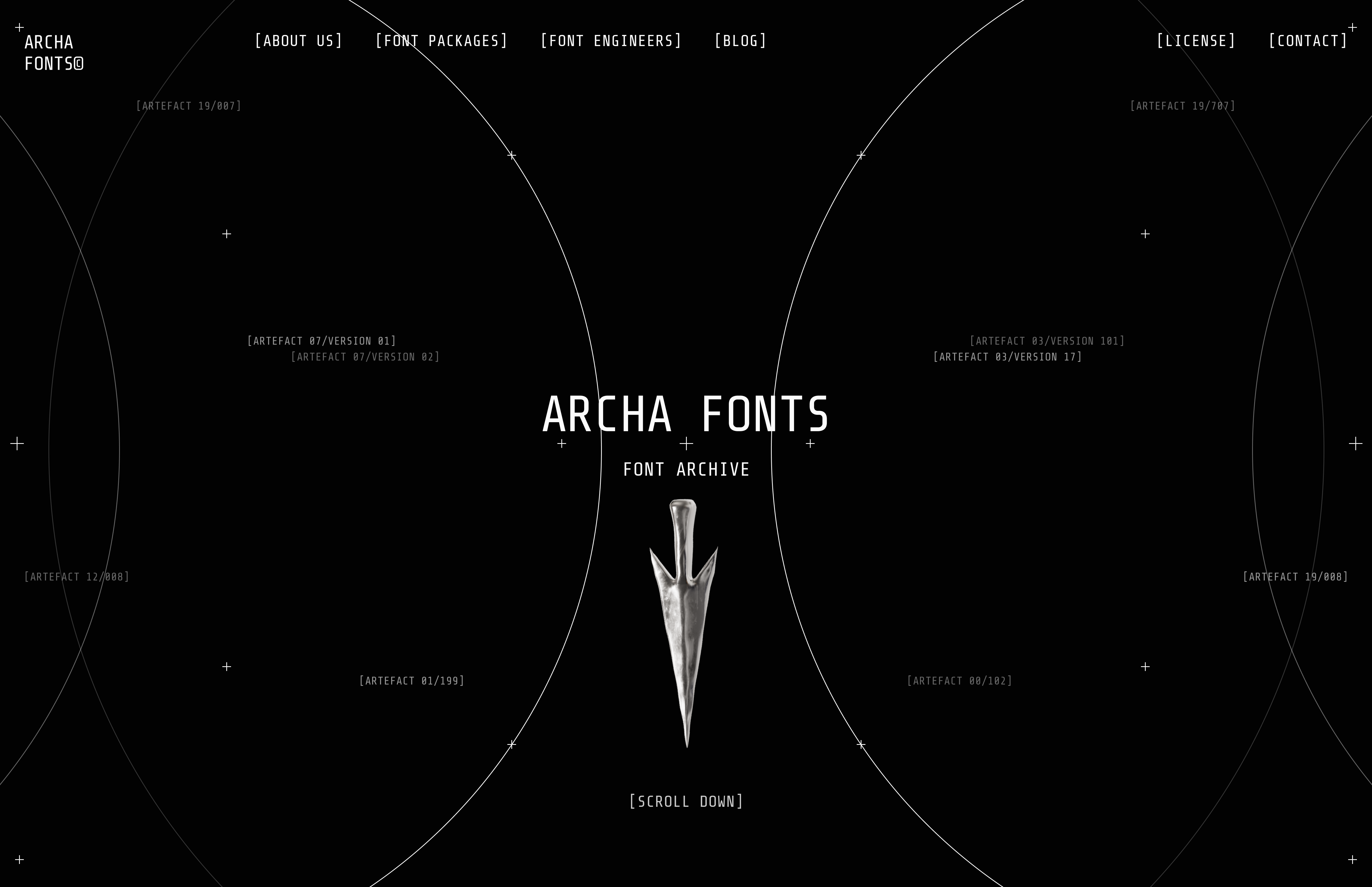 Archa Fonts 𓇻 UI/UX cosmic font font packages futuristic landing page layout minimalism product design scifi typography ui uiux ux ux research web design website