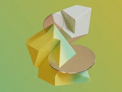 3D Rendering of Geometric Stack 🔺 3d 3d abstract art 3d art 3d artwork 3d composition 3d design 3d model 3d render 3d rendering 3d shapes clean connection geometric shapes gradient gradient background green illustration modern modern art yellow