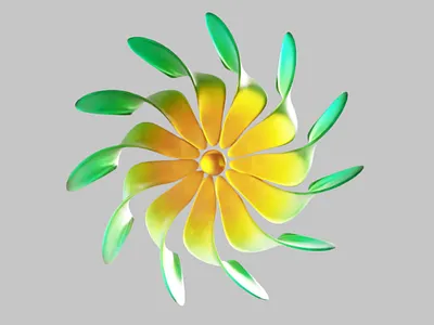 3D Model of Petal Swirl 🌼 3d 3d abstract art 3d art 3d art work 3d artwork 3d design 3d flower 3d model 3d render design floral flower flower illustration green inspire inspired nature simple yellow