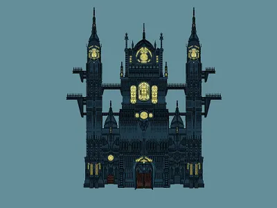Cathedral 2D Pixel Art 2d cathedral church design fantasy illustration pixel art