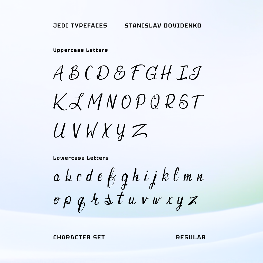 Jedi Font Character Set design font graphic design handwritten jedi jedicss lettering letters