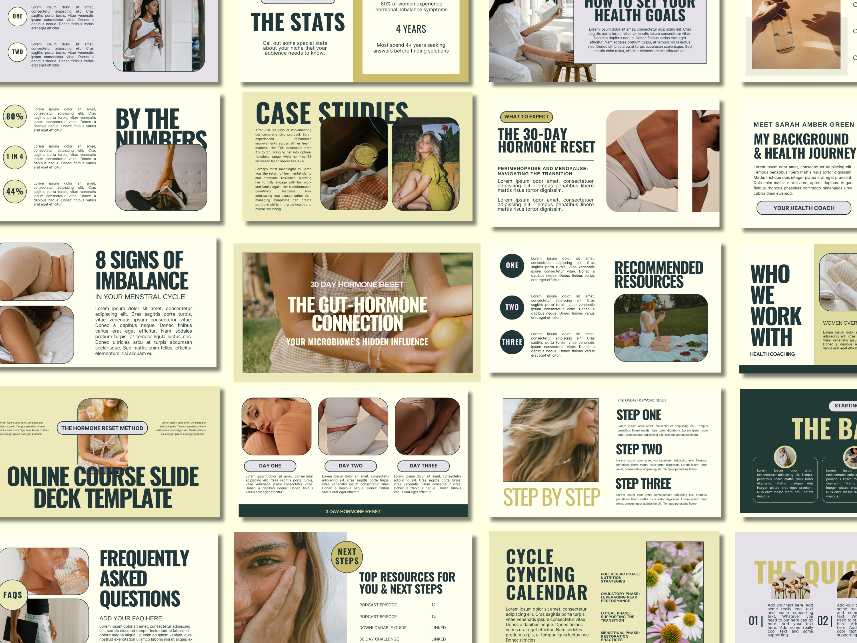Canva Slide Deck Template for Health Coaches + Fertility Coaches canva canva templates challenge graphic design masterclass online courses presentation sales page slide deck webinar workshop
