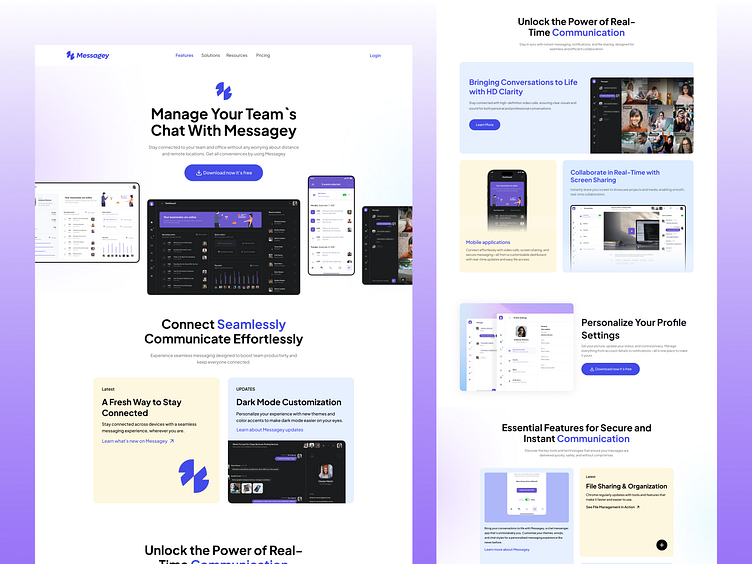 Messagey – SaaS Chat App Landing Page UI Design for Website by Azizur ...