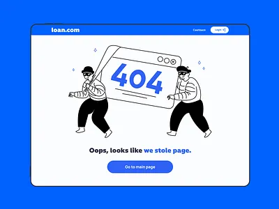 Emotional Design, 404 Page, Illustration | Loan.com 404 404 page design emotional design error page finance fintech flat illustration illustration interface loan loan platform page not found product product design thief ui ux uxui vector