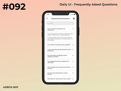 DailyUI 092 - Frequently Asked Questions accordion dailychallenge dailyui design designsystem faq figma frequentlyaskedquestions mobile ui uidesign ux