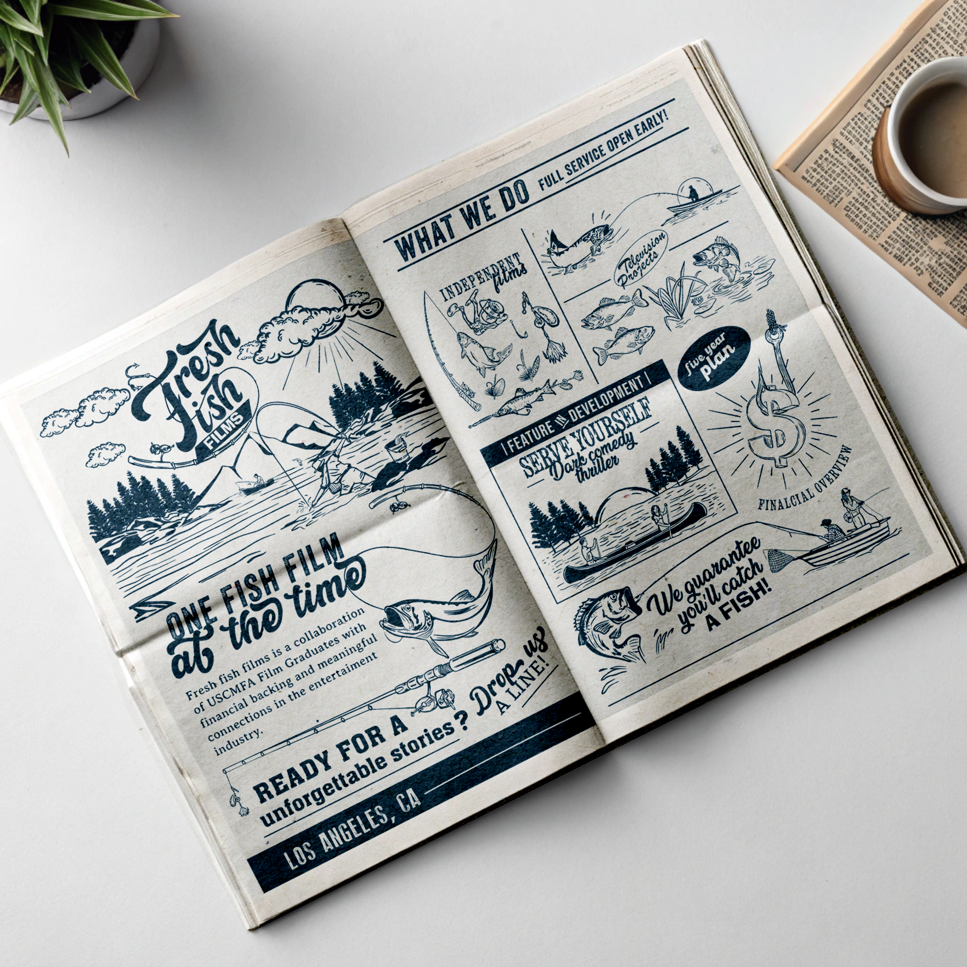 Fresh Fish Films art artist branding california design digital art illustration illustration art illustrations logo old school procreate retro ui usa vintage