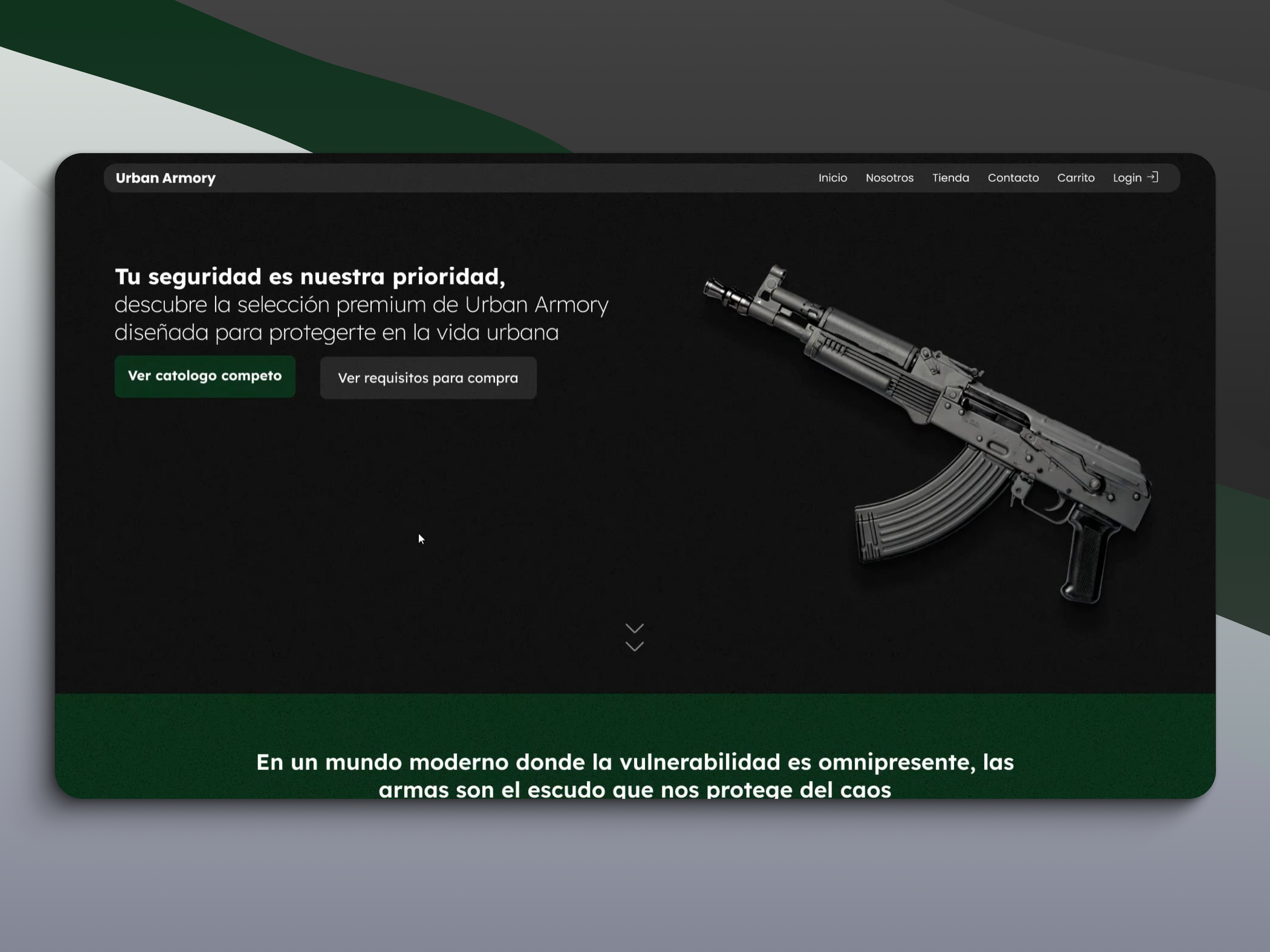 Urban Armory — Landing Page para Tienda de Armas Tácticas branding design pagina ui urban armory web