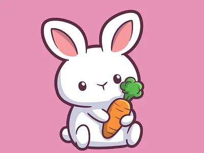 Kawai Buny is holding a carrot caroot food vegatable
