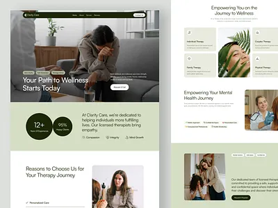 🌿 Therapy Centre Website Concept clam healthcare website mental care minimal phycologically therapy therapy web design trusted place ui design ux design web design wellness wellness landingpage
