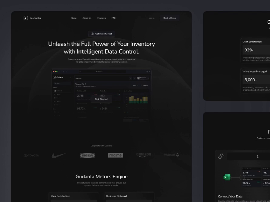 Example of Gudanta | Fintech SaaS Landing page