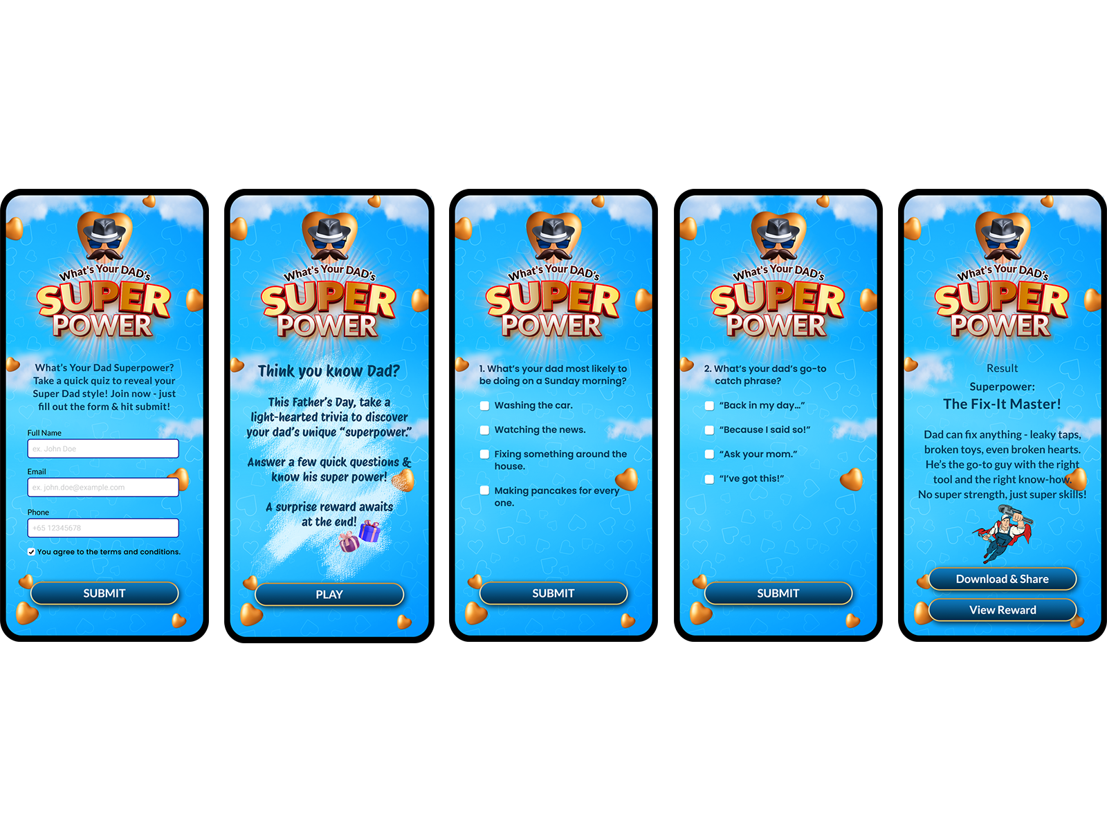 Super DAD campaign branding customer engagement fathers day gamification reward management trivia game vouchermatic
