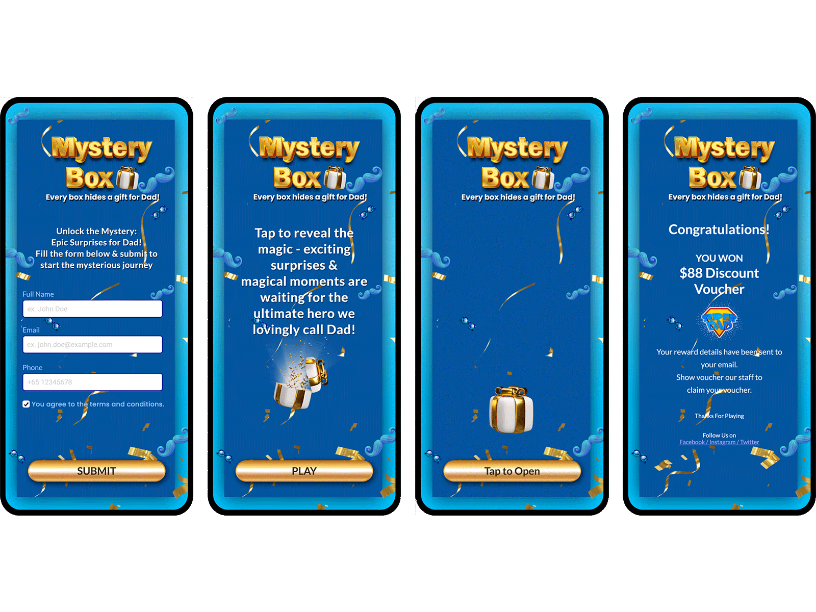 Mystery Box branding coupon customer engagement digital voucher fathers day gamification mystery box reward management voucher management vouchermatic