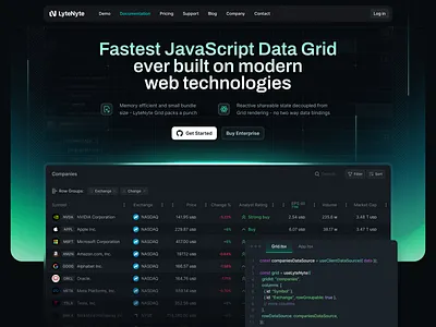 Lytenyte Grid Landing Page landing page webdesign website