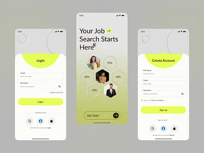 Job search mobile app 3d job finder job search job search mobile app mobile app recruitment app ui