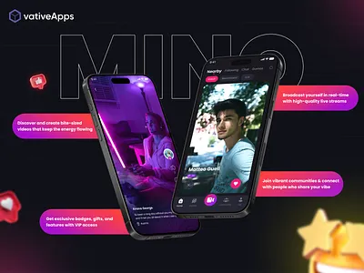 Mino | Live Streaming App | Bigo-Live App Clone app app design app development figma mobile app design mobile ui ui uiux