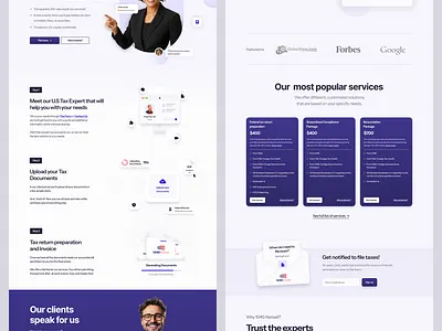 1040 Abroad • Landing Page black call cloud files folder header illustration landing macbook page people purple taxes ui upload ux website