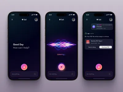 AI Assistant App agent ai ai app ai voice artifical assistant bubbles chat chatgpt g login message mobile app openai ui visual design