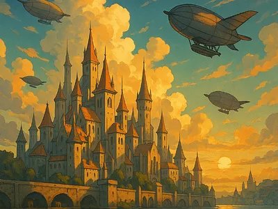 Steampunk Sunset Citadel