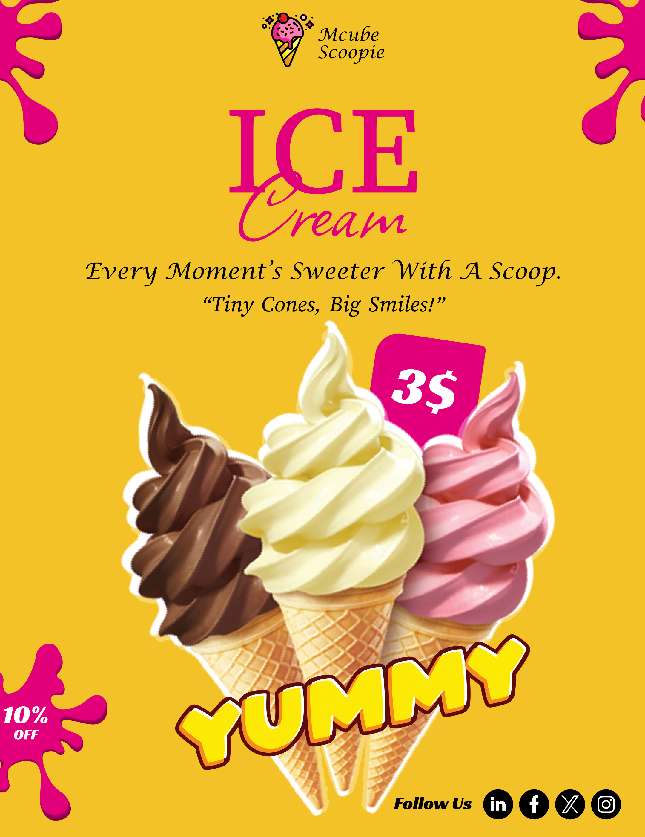 Ice Cream Poster Design 3d animation branding design figma graphic design illustration logo motion graphics summer poster ui website