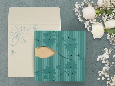 Turquoise Shimmery Floral Themed - Screen Printed Wedding Invite screen printing wedding card