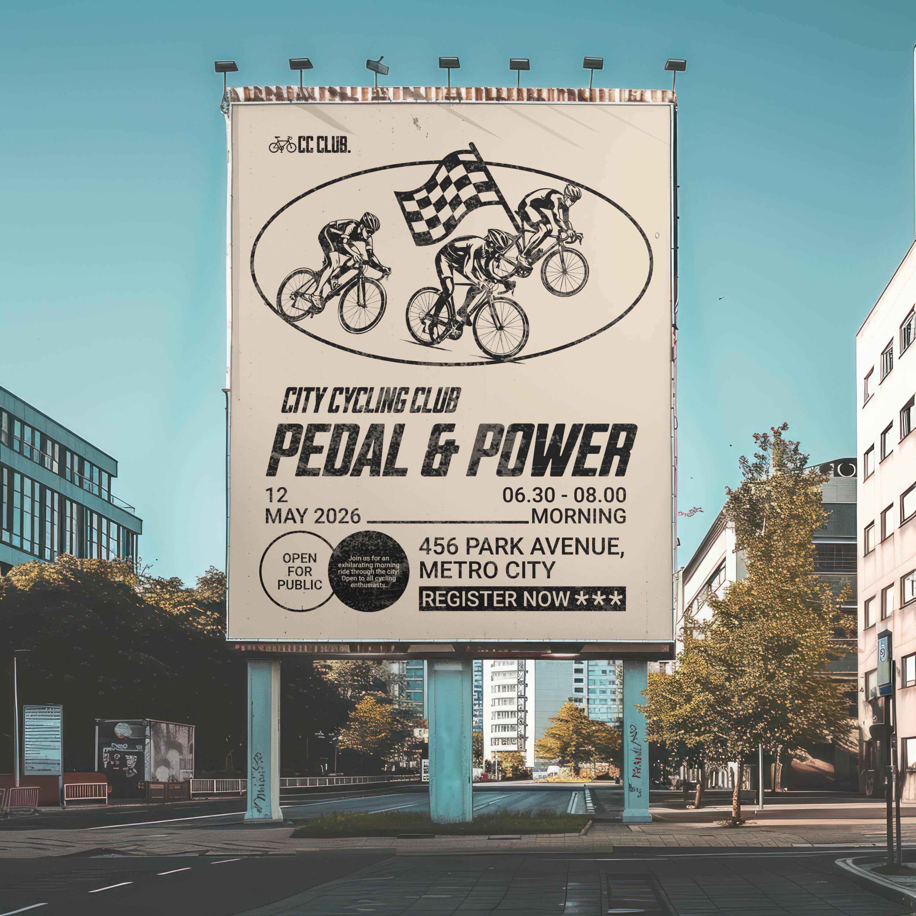 Pedal & Power: City Cycling Club Event Poster bike cycle cycling cyclist graphic design minimal minimalist poster run simple sport