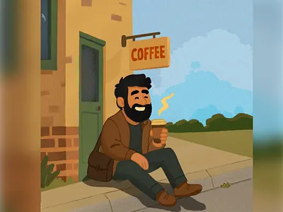 First Drug coffee drawing ghibli graphic design illustration playful procreate vibe