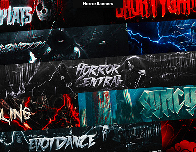 Horror Banners/Headers by GstaikDesigns 3d banner banner banner and logo banners design fiverr gaming gaming banner gfx graphic design header headers horror horror banner joker banner logo motion graphics scream banner twitch banner youtube banner