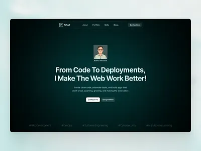 Developer Portfolio Website UI Design coder design developer landing page portfolio ui ui design ui ux uiux ux ux design web design website