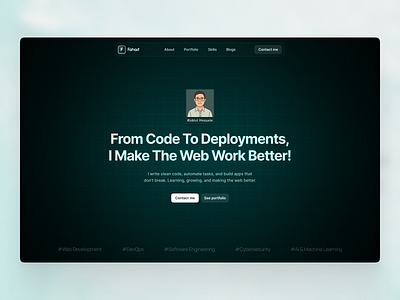 Developer Portfolio Website UI Design coder design developer landing page portfolio ui ui design ui ux uiux ux ux design web design website
