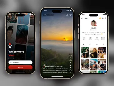 🔥 Vuur – A Modern Short Video App UI designdaily dribbbleshots figmadesign reelsapp shortvideoapp socialappdesign ui videostreamingapp