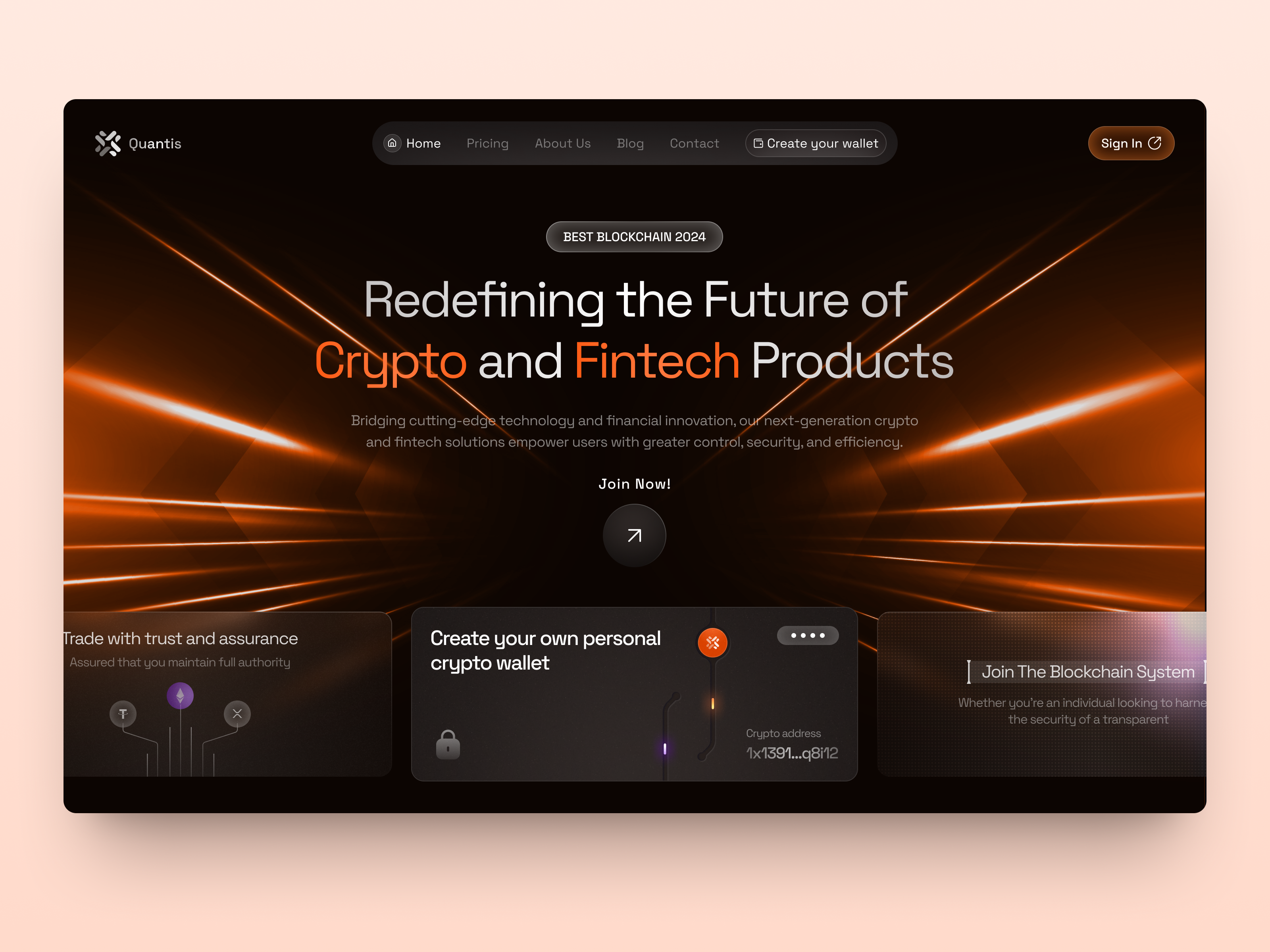 Example of Web Design For Fintech - Quantis