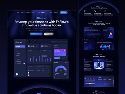 FnFlow SaaS Website animation branding design figma landing minimal saas ui ux website