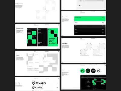 Cookie3: Brandbook brandbook branding cookie crypto defi font graphic design green illustration logo logotype marketing properly web3