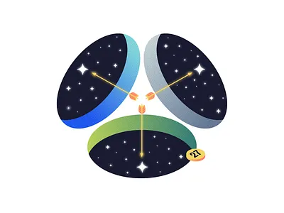 Metaphorical Illustration for Leela The Queen app app design app illustration arrow brand illustration choice digital illustration editorial illustration gradient illustration illustrator isometrical illustration isometry minimal night sky product design self development vector