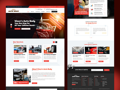 Vince’s Auto Body – Full-Service Auto Repair Website Design auto body branding auto body website auto repair web design auto repair website automotive website car repair website car service website collision repair website landing page modern web design ui ux design vehicle detailing website redesign