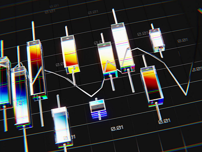Glass Candlesticks: Market in Refraction 3d 3d motion 3d render 3ddesign 3dmodeling 3drender animation blender blender3d cinema4d motion motion graphics visualization