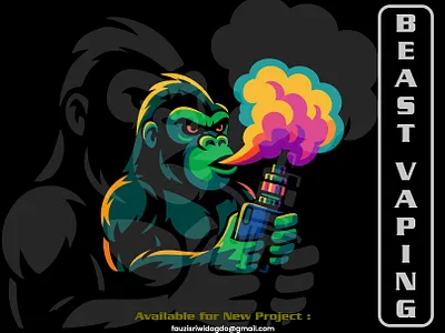 Neon Gorilla Vaping Art Logo Design logo