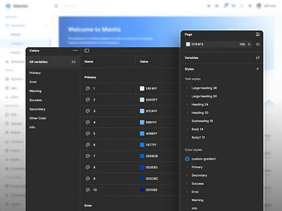Color Variables - Mantis Dashboard admin template color variable figma ui ui ux design