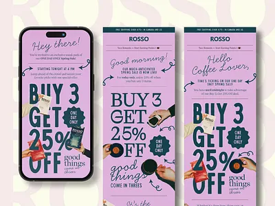 Email Design for Coffee Brand bold coffee cpg design email email design fun meta purple