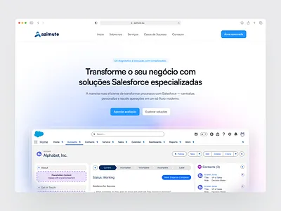 Azimute – Website hero section design dashboard figma gradient hero section landing page minimal saas salesforce ui uidesign ux uxdesign website