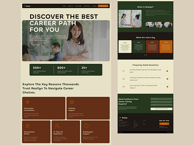 Realign - Career Coaching Web Design business careerguidance careerwebsite cleandesign consultationwebsite earth graphic design green job landingpage proffesion saas ui uiux ux web webdesign website